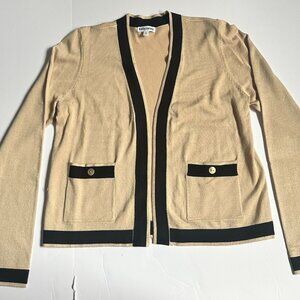Kathy Ireland Tan and Black Cardigan Size Small NWOT